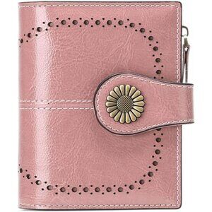SENDEFN Small Womens Wallet Leather Bifold Card Holder RFID Blocking with Zipper